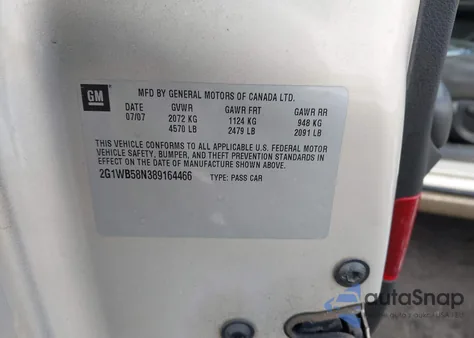 2008 Chevrolet Impala Ls from USA, damaged, VIN 2G1WB58N389164466